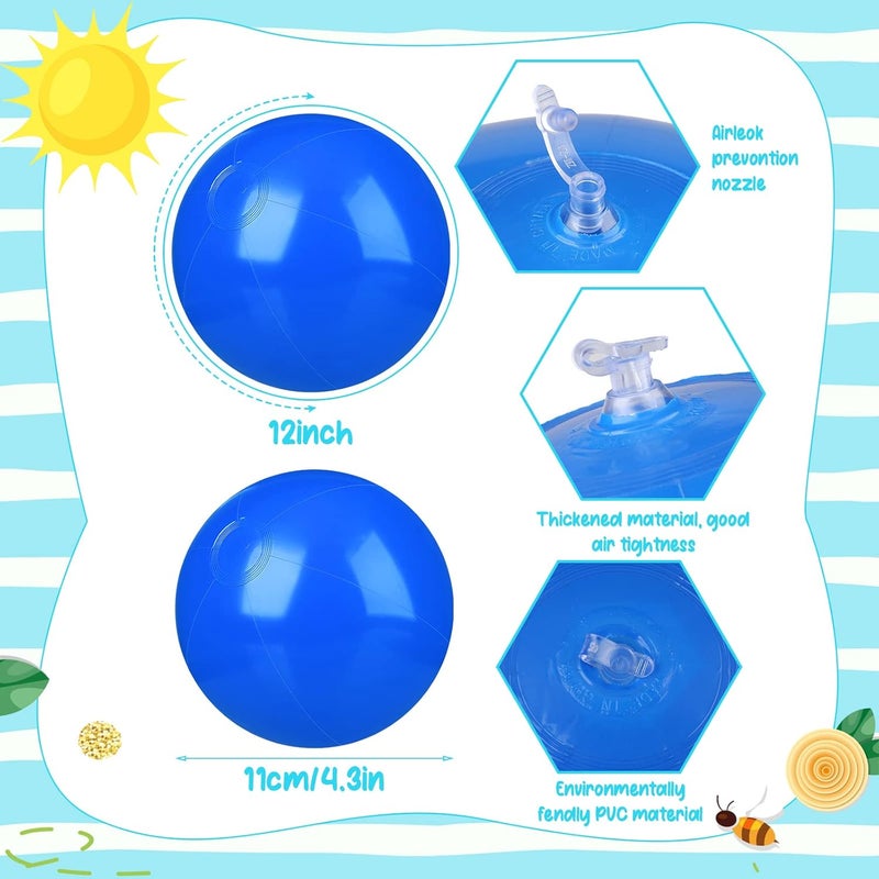 Raiten 12 Pcs Beach Ball Inflatable Beach Balls Large Inflatable Ball Floating Ball for Swimming Pool Party Favors Outdoor Activities Summer Birthday Party Supplies (Blue,12 Inch) - Image 2